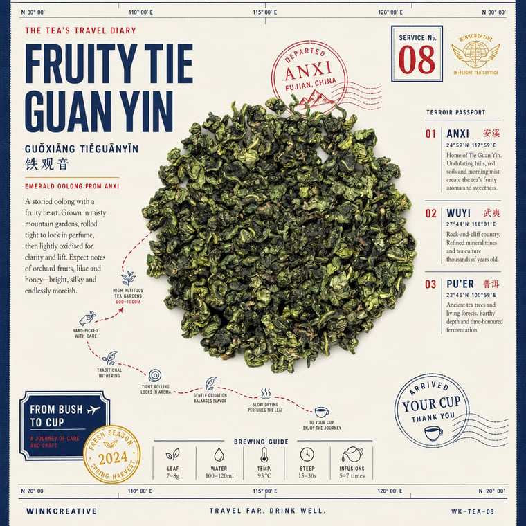 The design — Fruity Tie Guan Yin